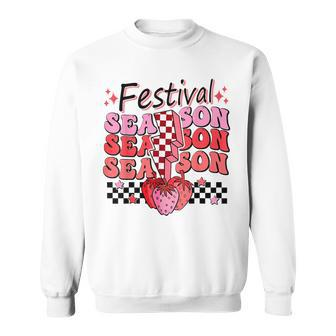 Checkered Lightning Festival Season Strawberry Fruit Lover Sweatshirt - Monsterry UK