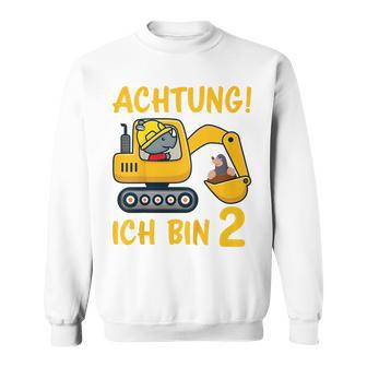 Children's Achtung Ich Bin 2 Jahre Alt 2Nd Birthday Digger Rhino Sweatshirt - Seseable