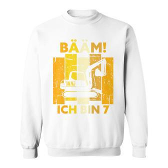 Children's Bäm Ich Bin 7 Sieben Jahre Boy 7Th Birthday Digger Sweatshirt - Seseable