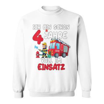 Children's Birthday Ich Bin Schon 4 Jahre Voll Im Einatz Fire Brigade Sweatshirt - Seseable