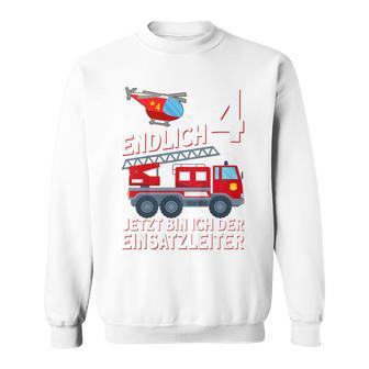 Children's Fireman Endlich 4 Jetzt Bin Ich Einsatzeiteiteiter Sweatshirt - Seseable