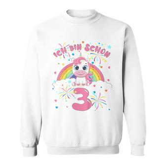 Children's Ich Bin Schon 3 Unicorn White Sweatshirt - Seseable