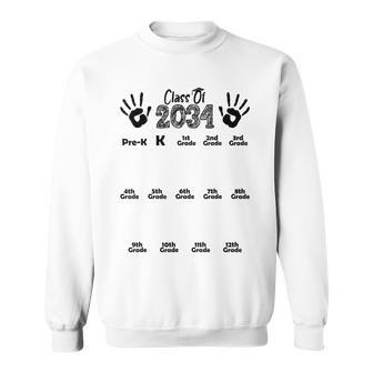 Class Of 2034 Grow With Me Handprint Pre-K 12Th Grade Sweatshirt - Monsterry