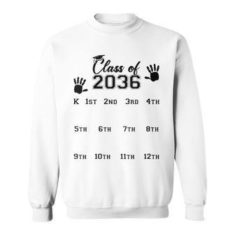 Class Of 2036 Yearly Graduation Hand Print Kindergarten 12Th Sweatshirt - Seseable