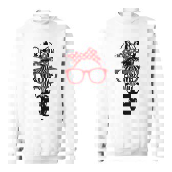 Cool Mountain Zebra With Bandana Headband And Glasses Sweatshirt - Thegiftio