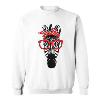 Cool Mountain Zebra With Bandana Headband And Glasses Sweatshirt - Thegiftio UK