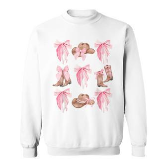 Coquette Pink Bow Cowboy Boots Hat Western Country Cowgirl Sweatshirt - Monsterry UK