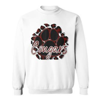 Cougar Maroon Black Cheetah School Sports Fan Team Spirit Sweatshirt - Monsterry