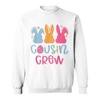 Cousin Crew Cute Bunny Rabbit Matching Easter Day Party Sweatshirt | Mazezy