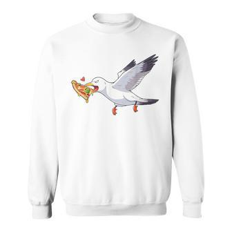 Cranky Seagull Beach Birds Stealing Pizza Summer Sweatshirt - Thegiftio UK