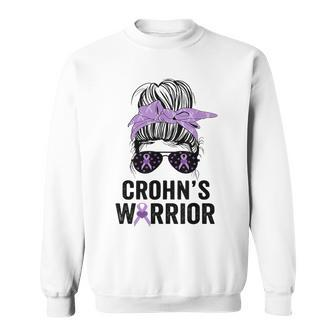 Crohn's Awareness Month Crohn's Warrior Purple Ribbon Womens Sweatshirt - Monsterry UK