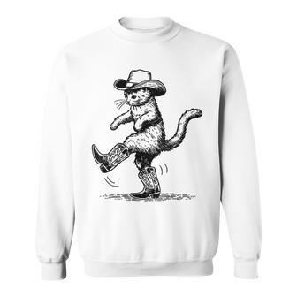 Cute Cat With Cowboy Hat & Boots Cowgirl Western Country Sweatshirt - Seseable