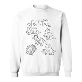Cute Dino Dinosaur To Paint And Color In For Children Sweatshirt - Monsterry DE