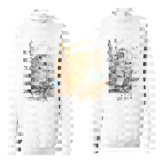 Cute Hedgehog Watercolor Nature Animals Trees Sweatshirt - Thegiftio UK