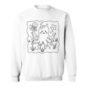Cute Octopus To Paint And Color In For Children Sweatshirt - Monsterry