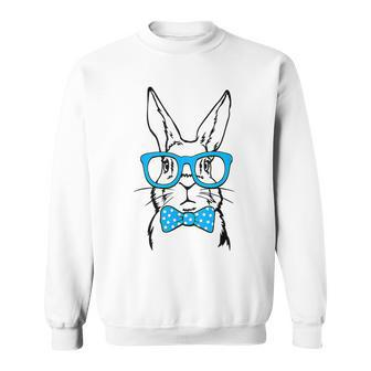 Cute Rabbit Bunny Face Glasses Bow Tie Happy Easter Day Boys Sweatshirt - Seseable