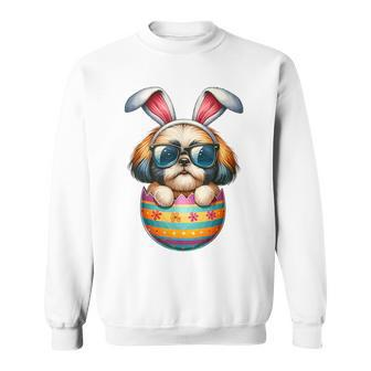 Cute Shih Tzu Egg Easter Day Dog Dad Dog Mom Sweatshirt | Mazezy UK