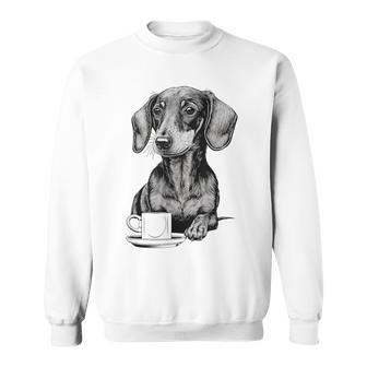 Dachshund Puppy Wiener With Coffee Sweatshirt - Seseable