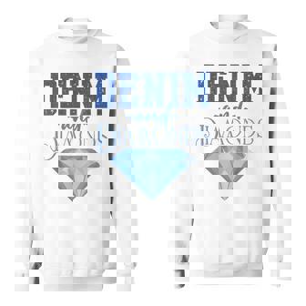 Denim And Diamonds Fashionable Trendy Jeans Sweatshirt - Thegiftio
