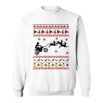 Dirt Bike Motorcycle Pajama Ugly Christmas Biker Sweatshirt - Monsterry