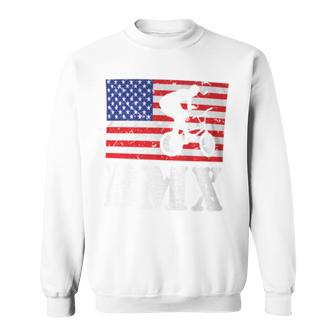 Distressed Bmx Riding Usa American Flag Vintage Bike Rider Sweatshirt - Monsterry