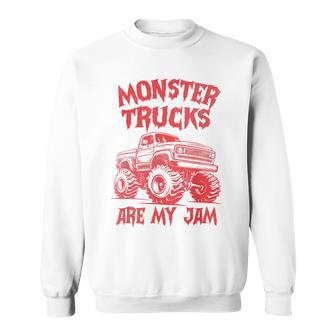 Distressed Monster Trucks Are My Jam Race Day Red Vintage Sweatshirt - Thegiftio UK