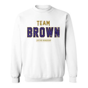 Distressed Team Brown Proud Family Surname Last Name Sweatshirt - Seseable