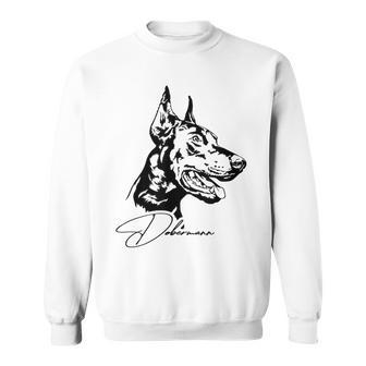 Dobermann Portrait Dog Portrait Dobie Dog White Sweatshirt - Seseable