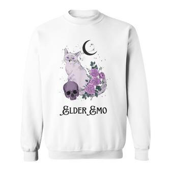 Elder Emo Goth Cat And Moon Purple New Age Witchy Gothic Sweatshirt - Monsterry UK