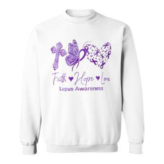 Faith Hope Love Purple Ribbon Lupus Awareness Sweatshirt - Monsterry UK