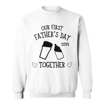 Our First Father's Day Together 2024 Cute Dad Beer Lover Sweatshirt - Thegiftio UK