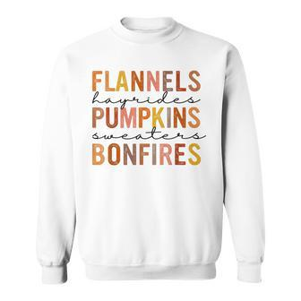 Flannels Hayrides Pumpkins Vintage Sweaters Bonfires Autumn Sweatshirt - Monsterry CA