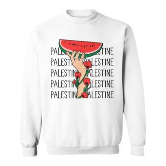 Floral Palestine Watermelon Map Free Palestine Sweatshirt - Monsterry