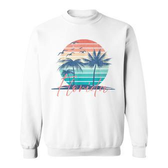 Florida Vintage Summer Vibes Beach Sunset Retro Palm Tree Sweatshirt - Monsterry