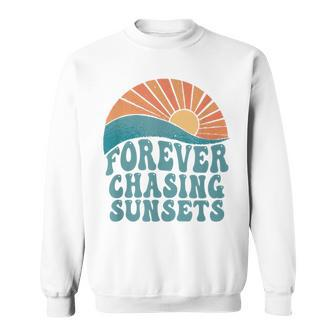 Forever Chasing Sunsets Summer Retro Sunset Beach Vacation Sweatshirt - Thegiftio UK
