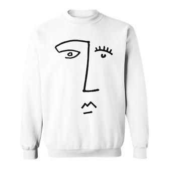 Fun Artistic Line Drawing Abstract Face Sweatshirt - Monsterry DE