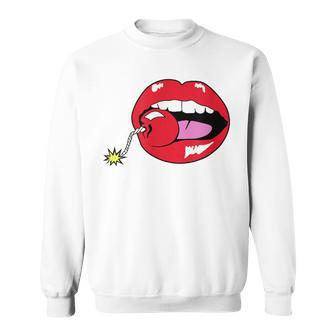 Aiden Argylle-Spy Cherrybomb Lips Nerd Geek Graphic Sweatshirt - Thegiftio UK