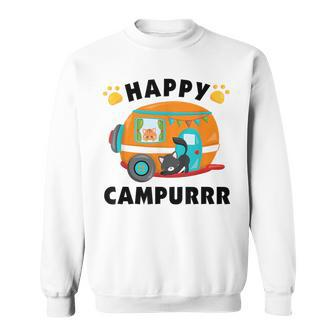 Camping With Cats Kitty Fisherman Camper Sweatshirt - Monsterry