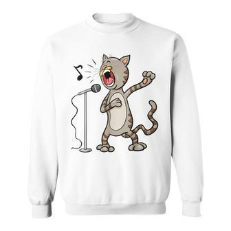 Cat Singing Karaoke Sweatshirt - Monsterry