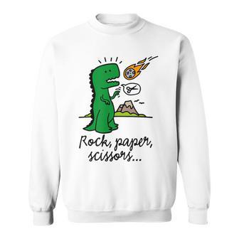 Dinosaur T-Rex Rock Paper Scissors Meteorite Sweatshirt - Monsterry CA