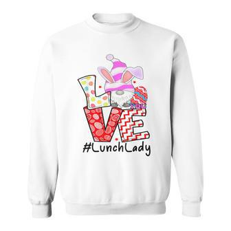 Easter Cute Easter Gnome Love Lunch Lady Women Sweatshirt - Thegiftio UK