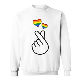 Gay Pride Month Human Lgbtq Korean Finger Heart K-Pop Love Sweatshirt - Monsterry DE