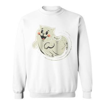 Ghost Vintage Meow Cat Ghost Sweatshirt - Monsterry