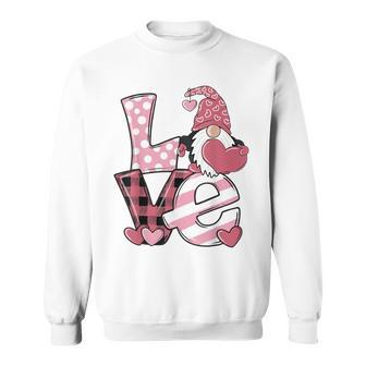 Gnome Valentines Day Love Hearts Valentine Couple Plaid Sweatshirt - Monsterry AU