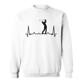 Golfspieler-Herzschlag-Motiv Sweatshirt, Weiß für Golffans - Seseable