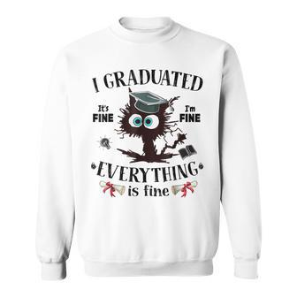 I Graduated Graduate Class 2024 Black Cat Graduation Sweatshirt - Seseable