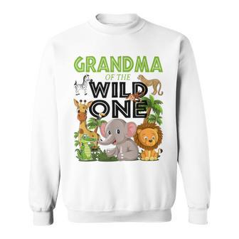 Grandma Of The Wild One Birthday 1St Safari Jungle Family Sweatshirt - Seseable