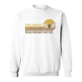 The Great Cicada Comeback Tour 2024 Insect Invasion Retro Sweatshirt - Seseable