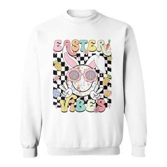 Groovy Easter Vibes Cute Rabbit Easter Day Hippie Trendy Sweatshirt - Monsterry UK
