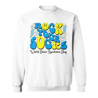 Groovy Rock Your Socks World Down Syndrome Awareness Day Sweatshirt - Seseable